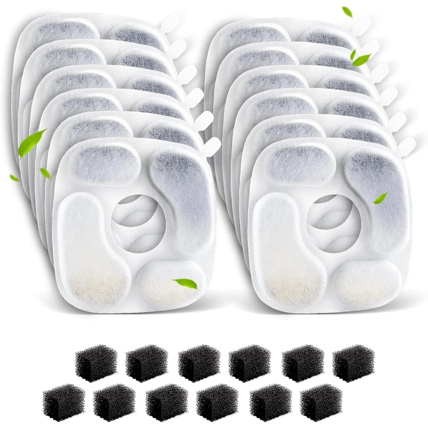 Fountain Filters for 95 oz/2.8 Liter Automatic Pet Fountain  Fountain (12 Filters+12 Sponges)