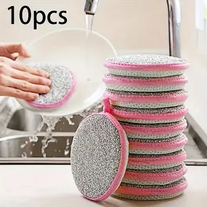 10-Piece Kitchen Dish Brush Heads & Sponge Set, Dual-Function Cleaning Tools, Durable Scrubbers for Efficient Washing