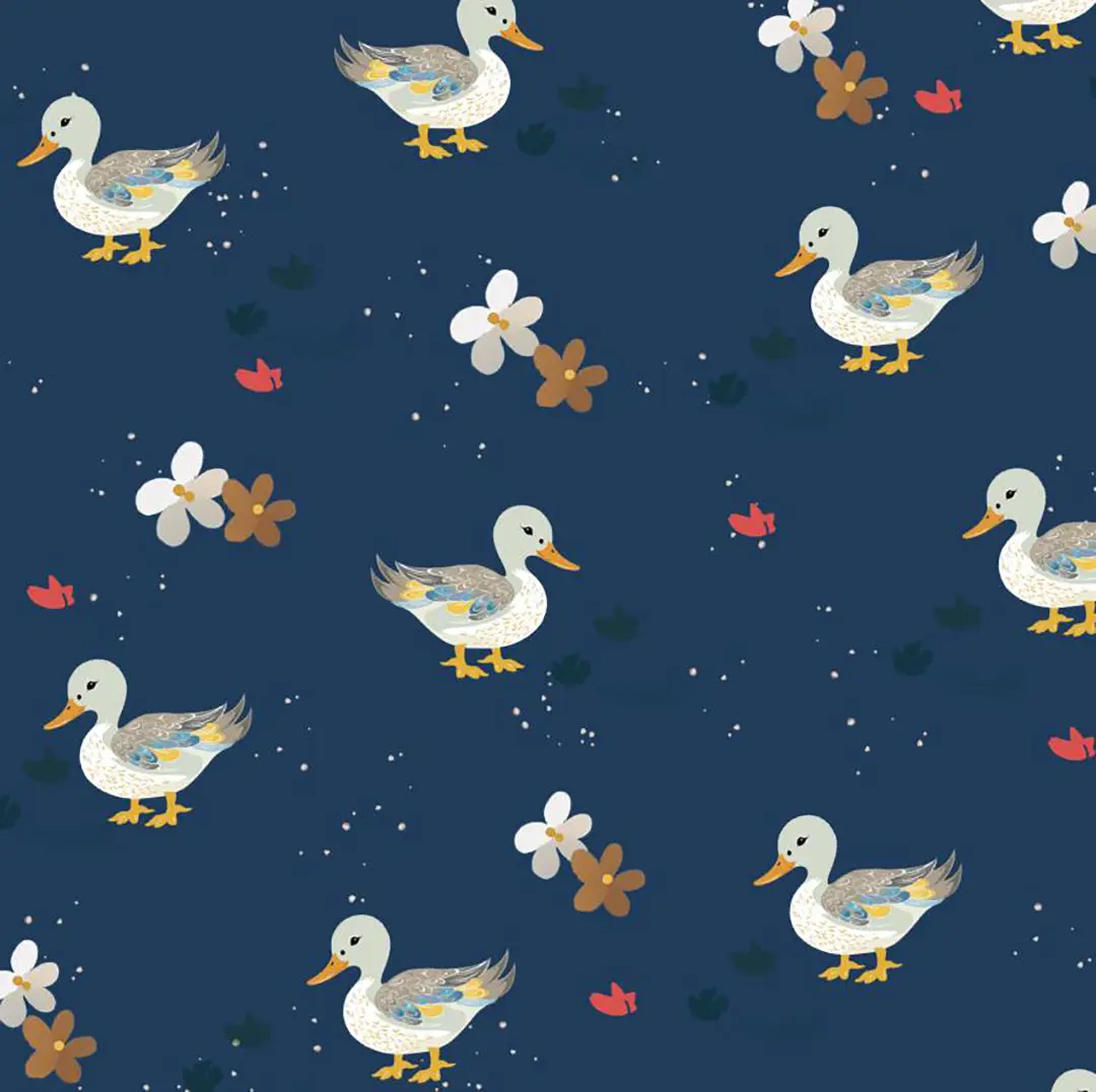 Ducks on Blue – 100% Quilting Cotton Fabric by the Yard
