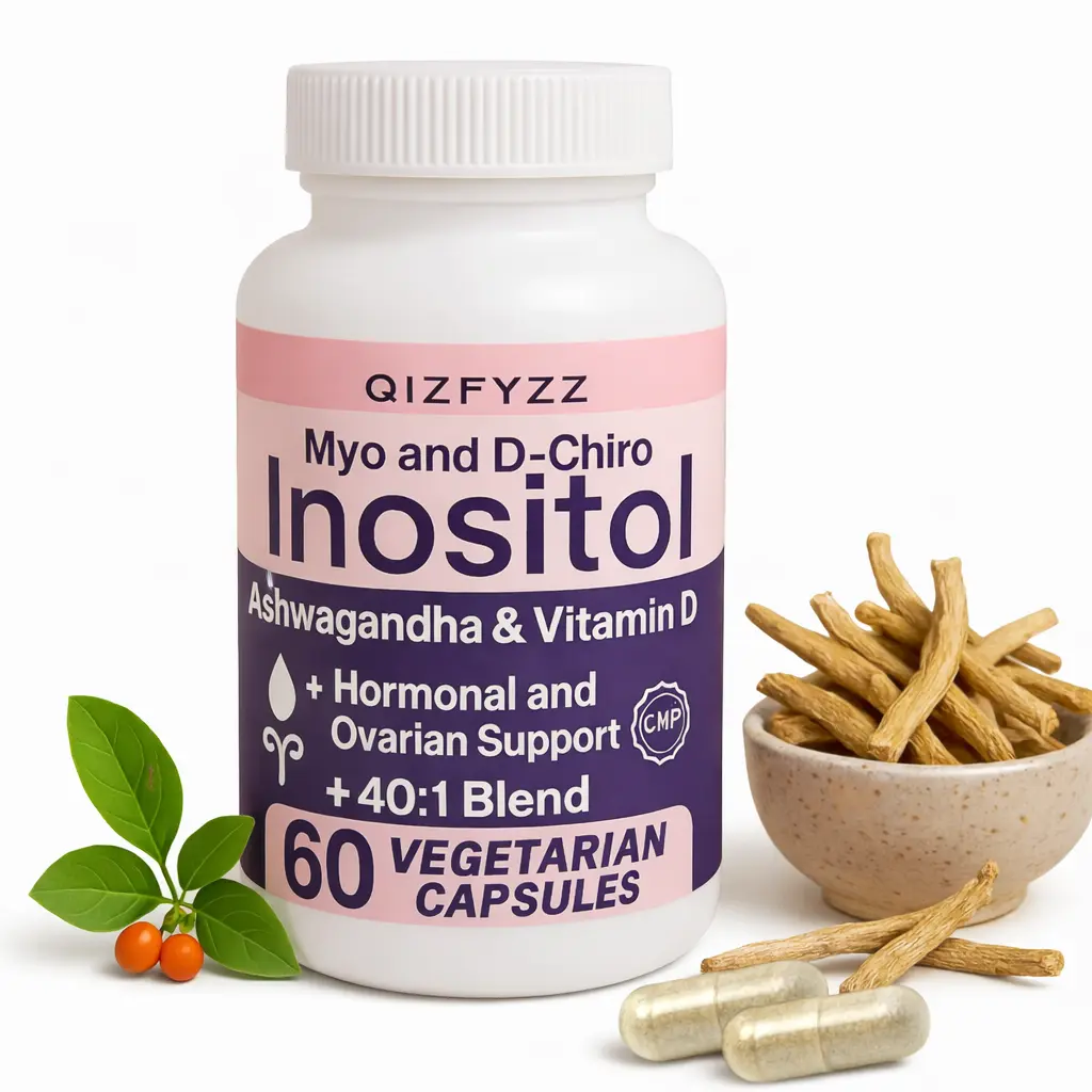 Women's Health Capsules - 40:1 Myo-Inositol & D-Chiro Inositol Formula, Enriched with Vitamin D3 & Ashwagandha (Indian Ginseng), Dairy-Free, Gluten-Free, Supports Hormonal Balance, Ovarian Function, Energy