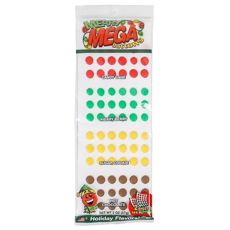 Mega CHRISTMAS Candy Button 1/2"  2 Sheet Packs 2oz 15ct