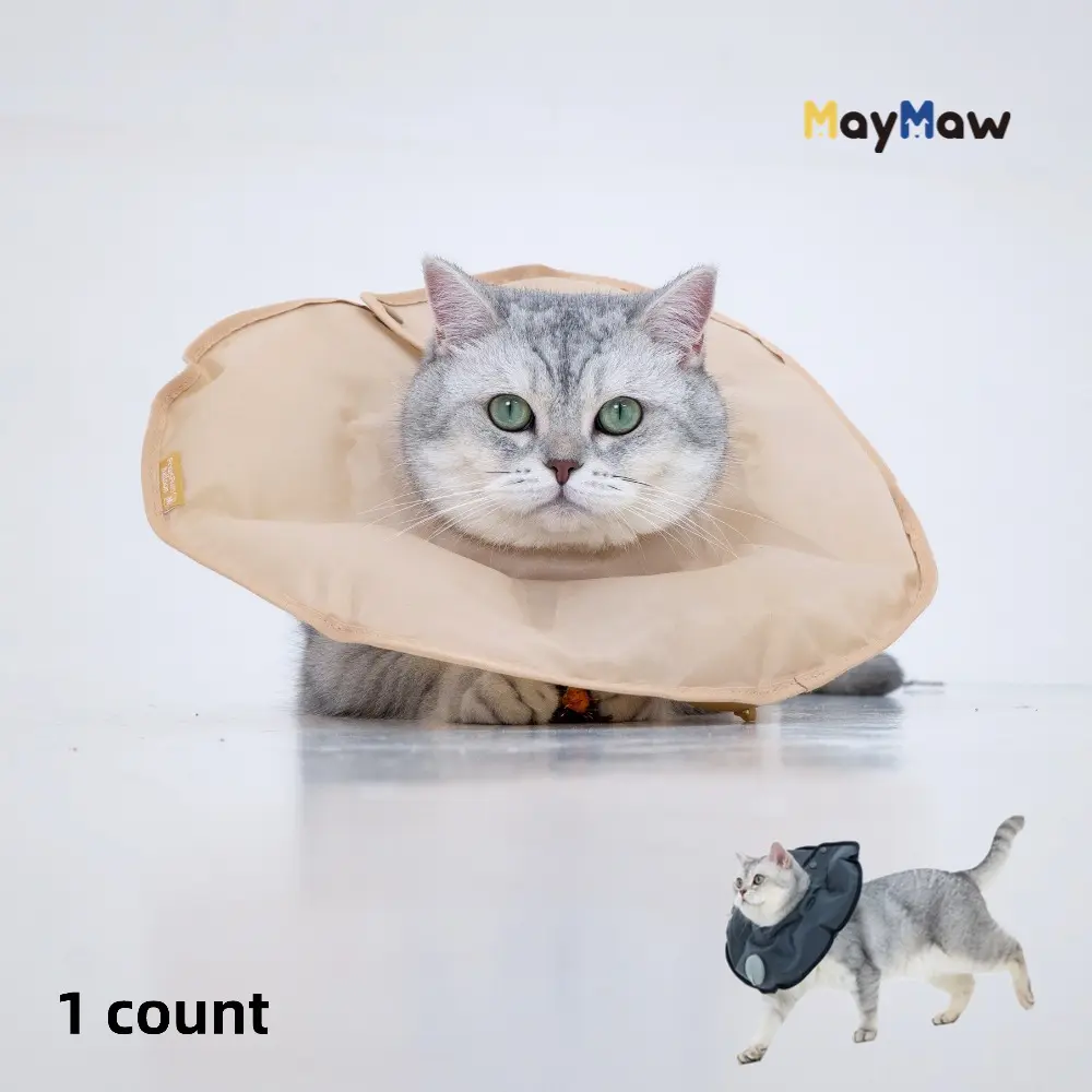 Maymaw Manual Inflatable Elizabethan Collar, Zero-Feel Soft Waterproof Nylon, Reusable Washable Foldable Pet Post-Surgery Protection