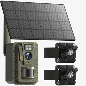 TIEJUS 4G LTE Cellular Trail Camera, 2K Solar Game Camera f/1.6 with Built-in SIM Card, 100° view, AI Detection, 0.4s Trigger Motion Activated, IP65 Waterproof, Hunting Essentials
