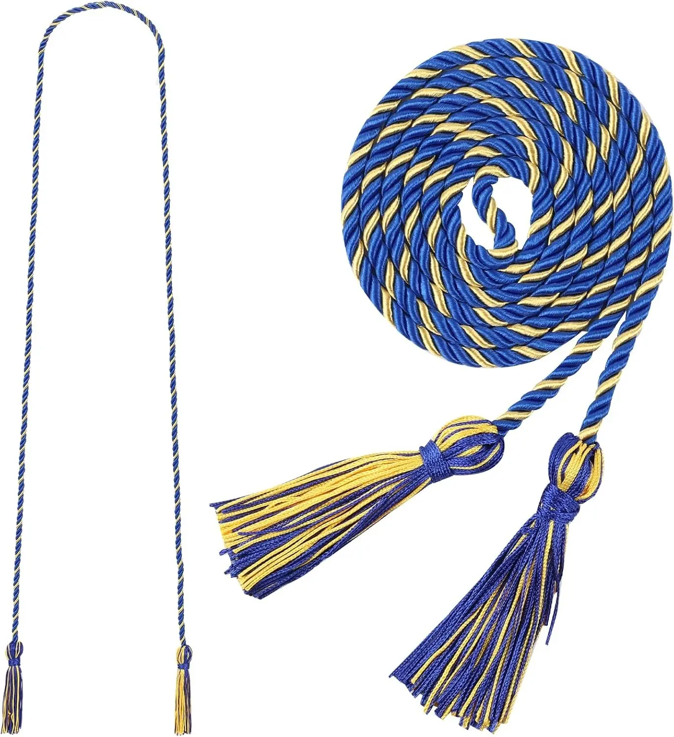 Graduation Honor Cord 68" Grad Braided Honor Cords with Tassel Honor Rope Grad Cords for Graduation Students Bachelor Master Doctoral Gown Grad Decor (Royal Blue and Gold)