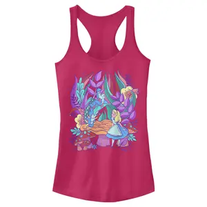 Junior's Women Alice in Wonderland Caterpillar and Alice Racerback Tank Top