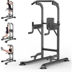 Power Tower Adjustable Height Pull Up & Dip Station Multi-Function Home Strength Training Fitness Workout Station for Home Gym