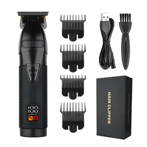 Professional Cordless USB Charging LED Display Barber Hair Clippers Men Hair Trimmer Kit, 1 Electric Hair Clipper & 4 Limited Comb & 1 Charging Cable & 1 Cleaning Brush