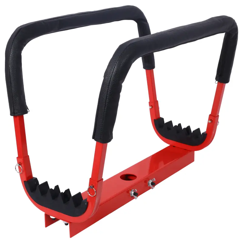 The rest door hanger allows a single person to quickly disassemble the car door and bumper, which helps transport large items.It is compatible with floor jacks with detachable saddles, easy to access, and does not take up floor space