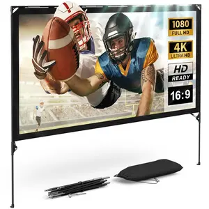 Modern Innovations 80 Inch HD Outdoor Movie Screen, Portable Outdoor Projector Screen and Stand for Indoor or Backyard Use, Foldable Frame, Movie Projection Screens for Travel, Camping, Family Movies