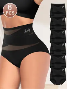 High Waist Comfort Abdomen Control Underwear Set, Cool Breathable Cut-Out Summer Shaping Choice, Fitted Plain Style for All Seasons