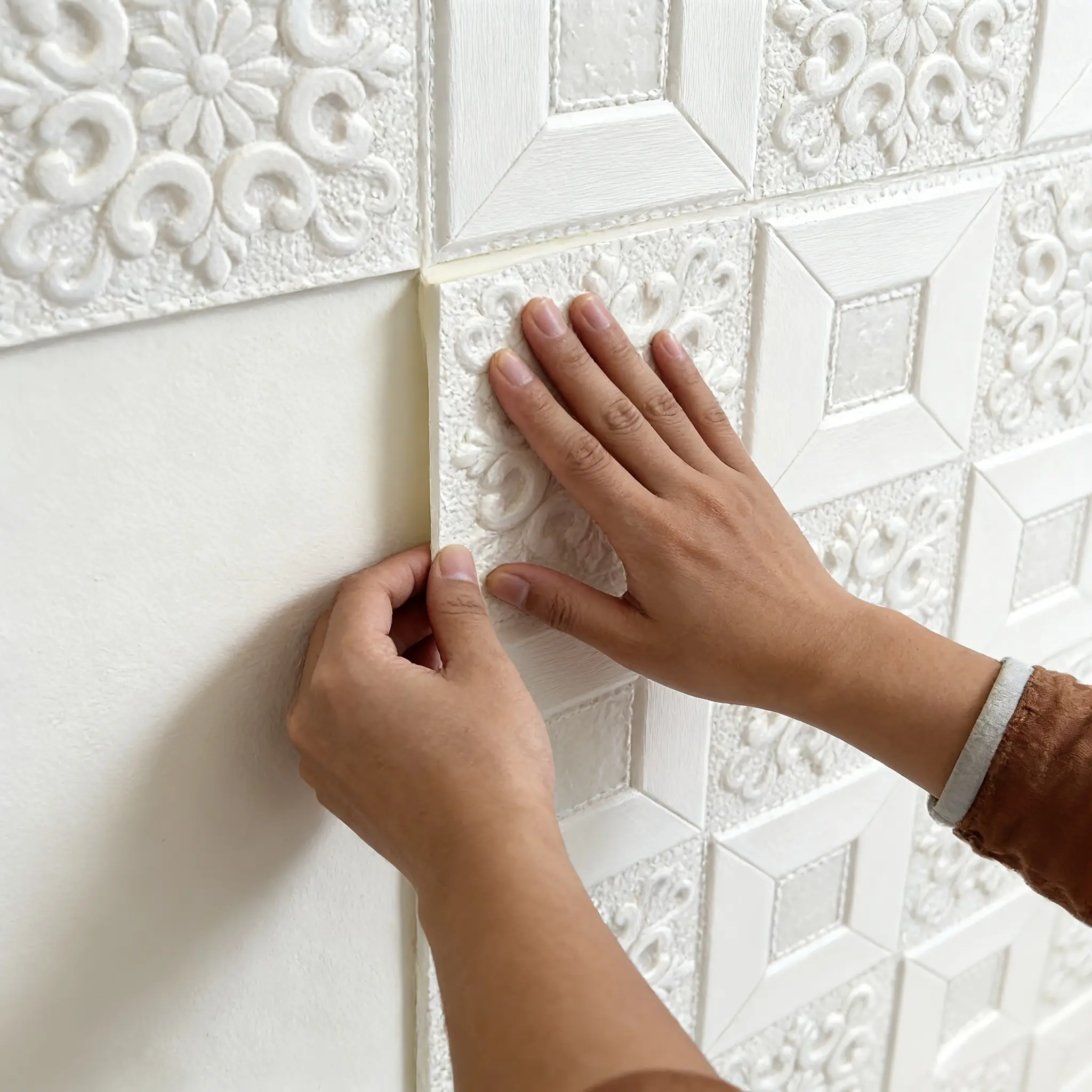 60pcs Self-Adhesive Ceiling Wall Stickers, Waterproof Insulating Soundproof Wallpaper, 13.78x13.78 Inches, for Living Room Kitchen Furniture