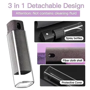 Touch screen demister, screen cleaner, suitable for allmobile phones, laptops and tablet screens, two in onespray and microfiber cloth (gray)