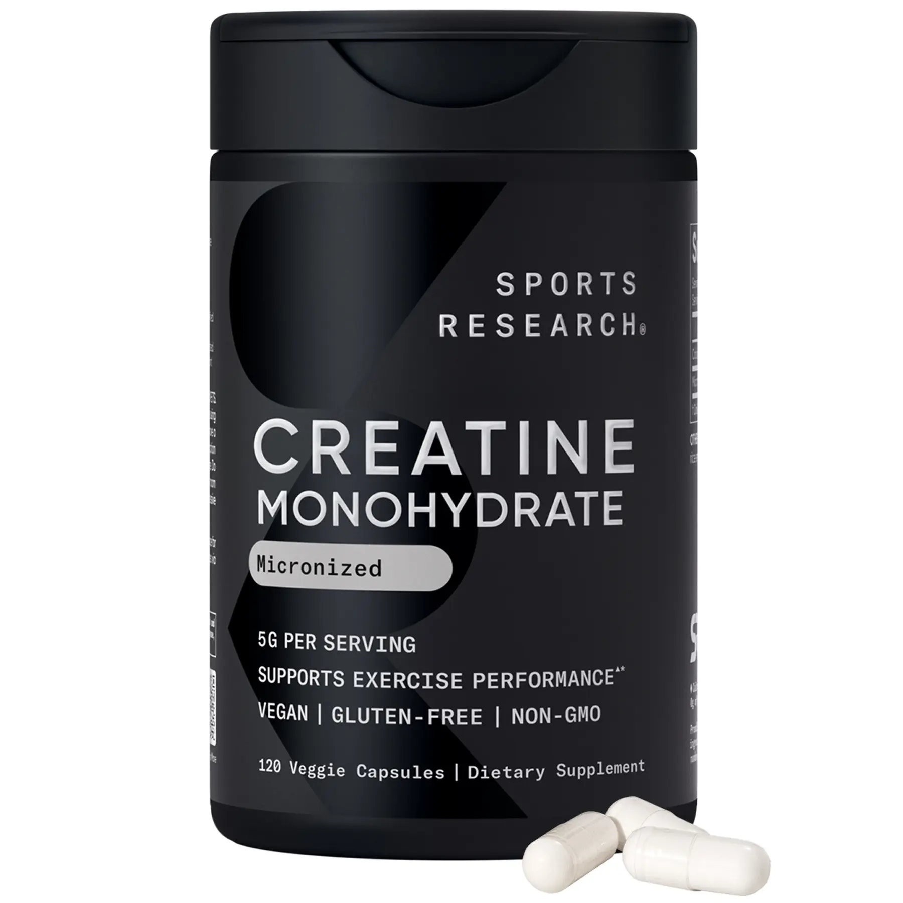 Sports Research Creatine Monohydrate - 5g Micronized Creatine Per Scoop - Informed Sport Tested for Banned Substances - 120 Capsules