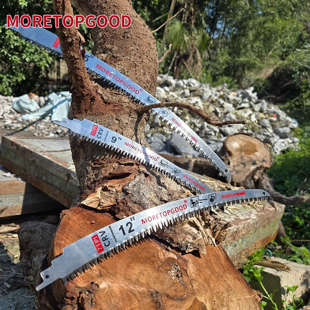 3PCS Arc Edge Reciprocating Saw Blade for Wood Pruning, 7TPI Japanese Teeth Sawzall Blades for Tree Trimming Cutting Heavy Duty