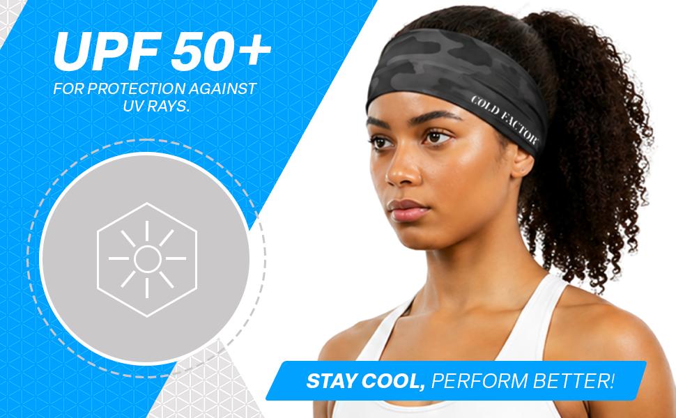 Unisex Pre Workout Sports Cooling Headband - All Season, UPF 50+ Advanced Evaporative Comfort, Instant Cooling Sweatband for Outdoor Sports, Hiking