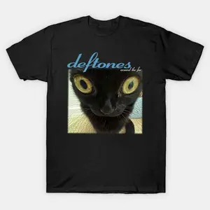 Men's Round Neck Short-Sleeve Cotton Fabric Deftones Around The Fur Cat Band T-Shirt, Comfortable Fit