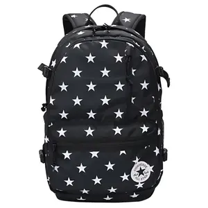 Converse Star-Print Zipper Closure Polyester Backpack for Men and Women in Black