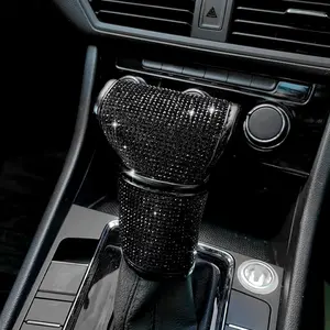 Auto Gear Shift Knob Cover Bling Car Knob Gear Stick Protector PU Leather Shift Gear Cover with Bling Interior Accessories Interior Accessories Universal for SUV Truck (Black)