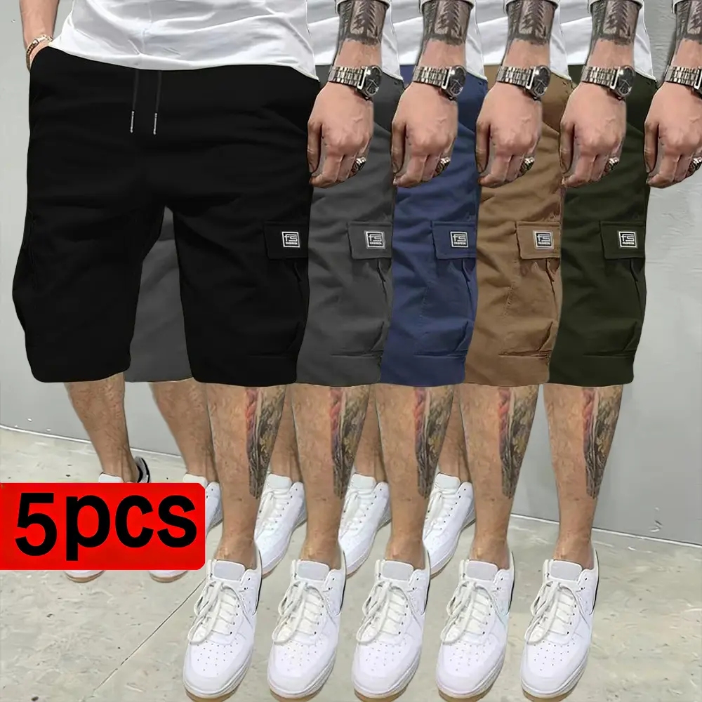 5-Pack men's tooling shorts, summer trendy casual shorts, multi-pocket design, fabric wear-resistant, ball-free, durable, tear-resistant, comfortable and breathable, fashionable and versatile Athletic Activewear 5-Pack men's tooling shorts, summer trendy casual shorts, multi-pocket design, fabric wear-resistant, ball-free, durable, tear-resistant, comfortable and breathable, fashionable and versatile Athletic Activewear