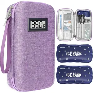 Insulin Cooler Travel Case,EVA Insulation Travel Medicine Kit with Temperature Display for Diabetes Care,Insulin Pen and Other Diabetic Supplies