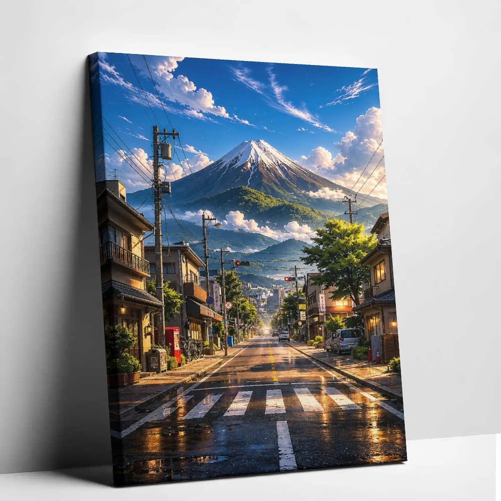 Mount Fuji Japan Canvas Wall Art Print Poster Tokyo Street View Scene Picture Japanese Anime Landscape Canvas Painting Vintage Retro Aesthetic Sunset Wall Pictures Decor for Living Room Office