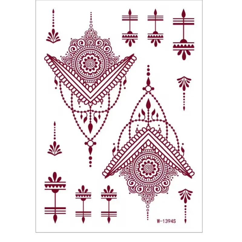 3 Pcs Maroon Cosmetic Henna Tattoo Kit - Nontoxic, Vegan Safe, Easy Apply, Longlasting Temporary Tattoos with Safe Ingredients for Fashion, Party Gifts (Beauty & Personal Care, Body Makeup)