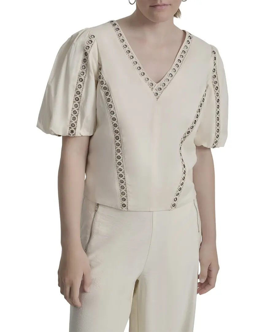 DKNY Puff Sleeve Grommet Top