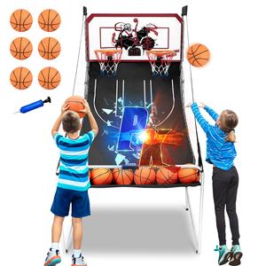 Segmart Foldable Dual Shot Electronic Basketball Arcade Game for Kids & Adults – Indoor/Outdoor Home Basketball Hoop with 6 Balls, 8 Game Modes, LED Scorer & Air Pump, Christmas Gifts for Kids, Black Friday