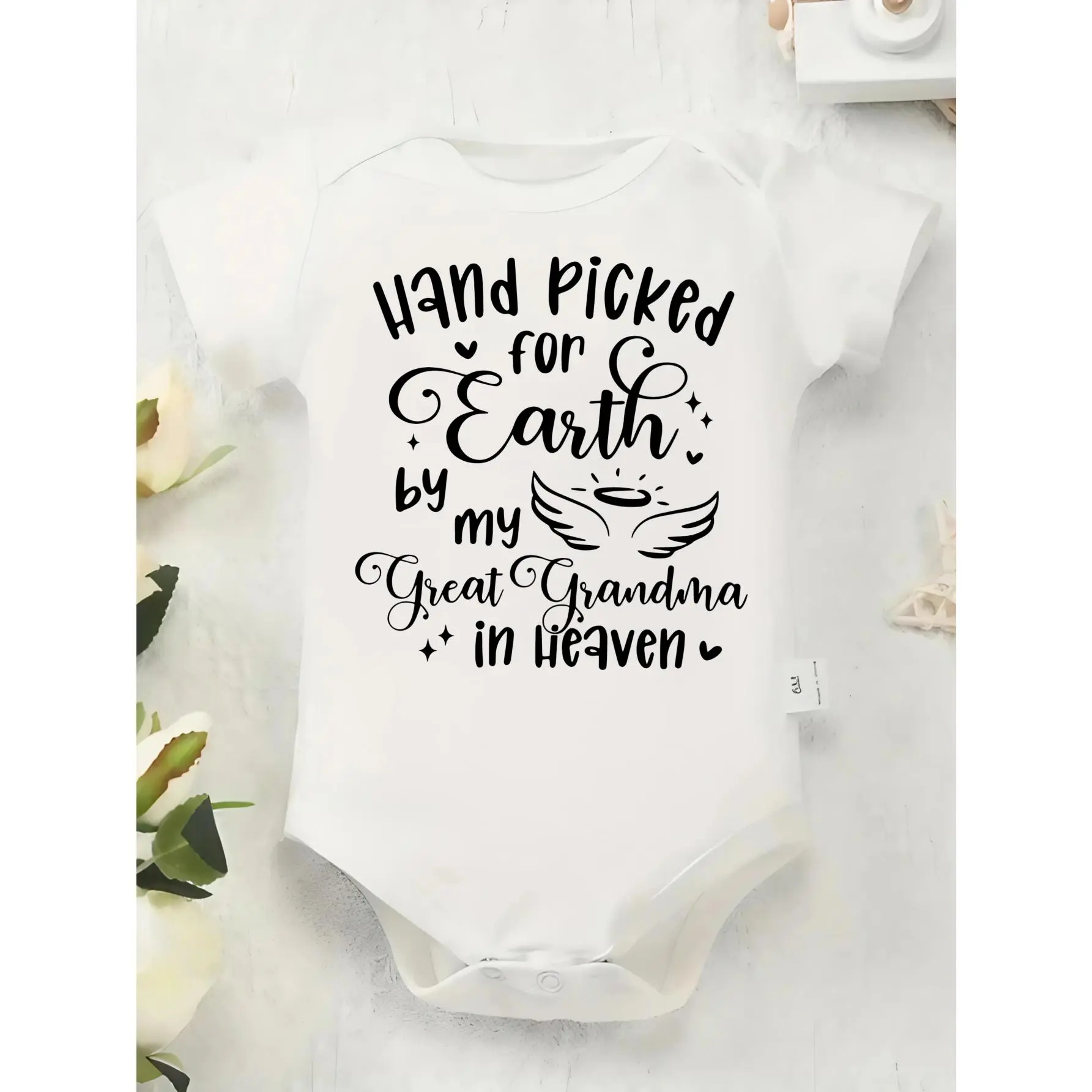 Baby Girl Infant Tagless Bodysuit - Soft Cotton-Elastane Blend, Short Sleeve, Crew Neck Graphic Print, Expandable Shoulders, Strong Snaps Closure, Summer Baby Clothing for 0-9-12 Months, Unisex