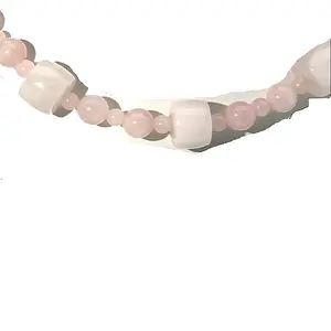 Galilea Rose Quartz 393.00 ctw Beaded Necklace in Platinum Plated 18 Inches