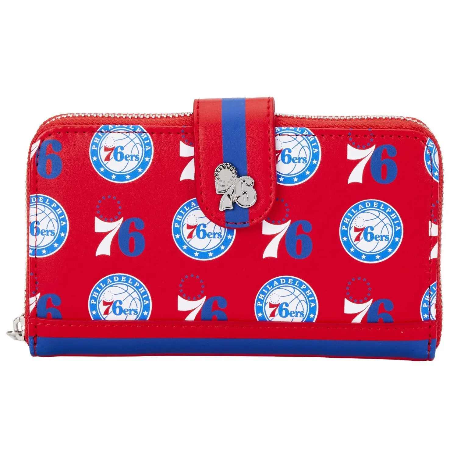 Loungefly NBA Philly 76ers Logo Zipper PU Leather Men's Wallet, Zipper Wallet, Pu Leather Wallet