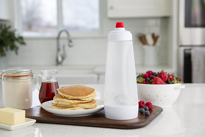 Pancake Batter Dispenser Bottle, 1 Count Pancake Mix Dispenser Bottle with Stirring Ball, Baking Utensils for Pancake, Cupcake, Waffle, Cake
