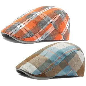 2 Pack Men's Newsboy Flat Cap Set,Adjustable Plaid Cabbie Driving Golf Hat Beret for Men Women,Christmas Party Gifts,Hand Tools Kits