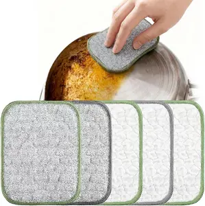 5/10Pcs New Multipurpose Wire Dishwashing Rags - Double Layer Metal Scrubbing Pads, Non-Scratch Reusable Cleaning Cloths for Kitchen, Pots, Pans, Sinks, Wet & Dry Use