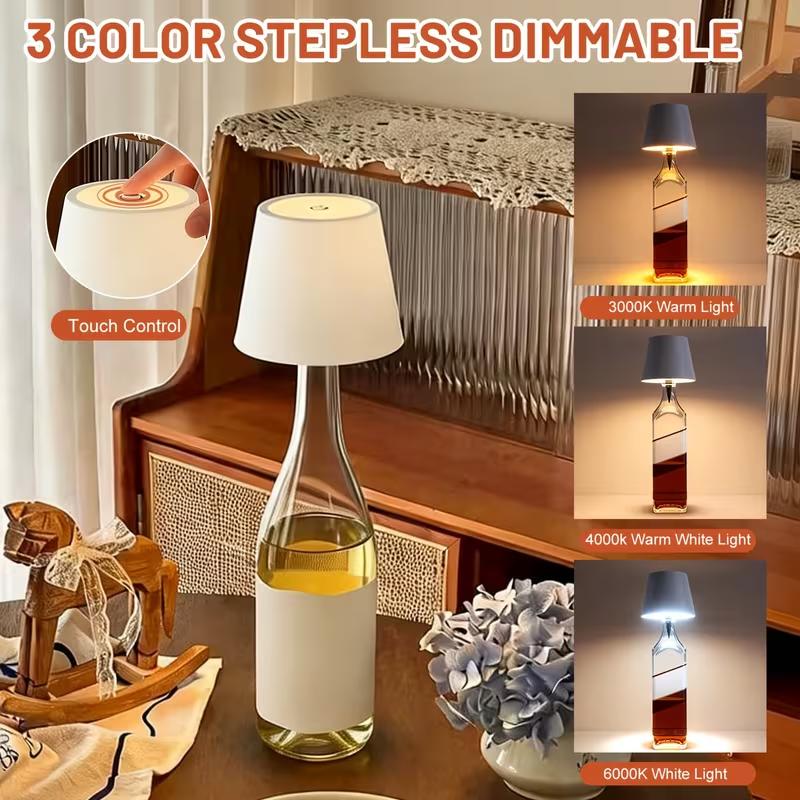 A Portable Wireless LED Bottle Lamp, Adjustable Ambient Table Lamp, Rechargeable Touch-Sensitive Night Light, Suitable for Bedside, Living Room, Dining Room, Or Bedroom