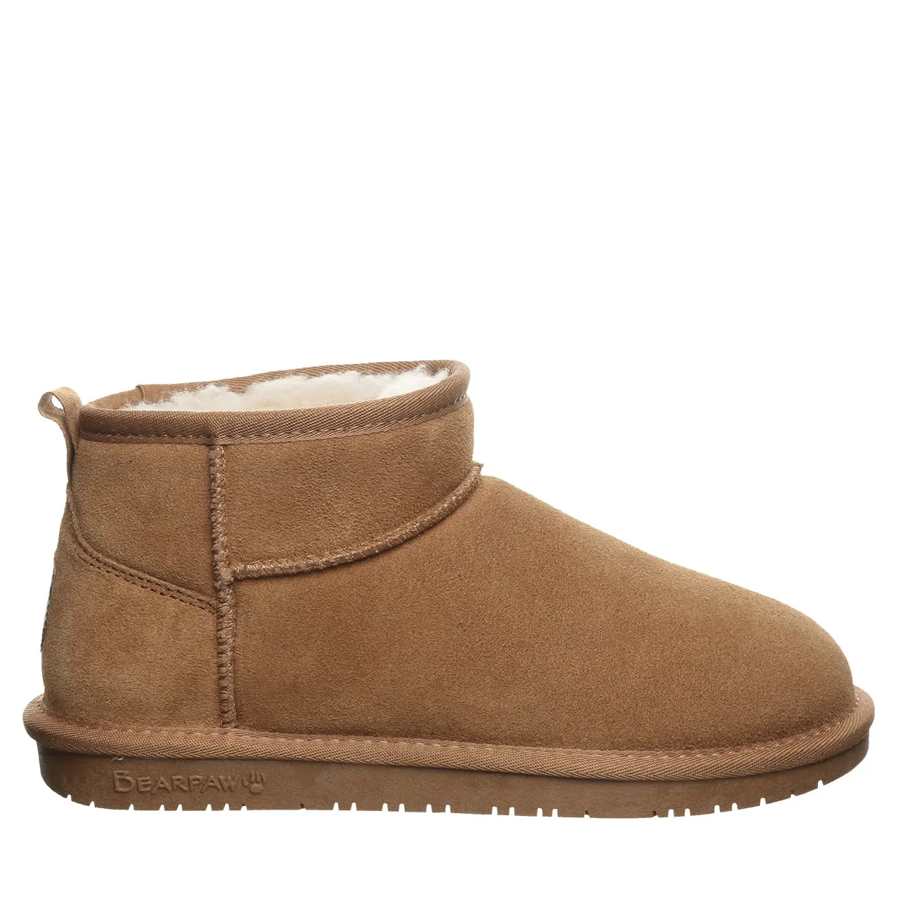 BEARPAW Kiara Women's Suede Mini Ankle Bootie - Hickory