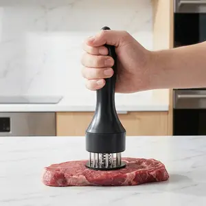 Stainless Steel Meat Tenderizer Needle Tool 16-Needle Handheld Meat Infuser Ergonomic Grip for Steak, Poultry & Chops Safe Spring Design for Tenderizing & Marinating Compact Kitchen Tool