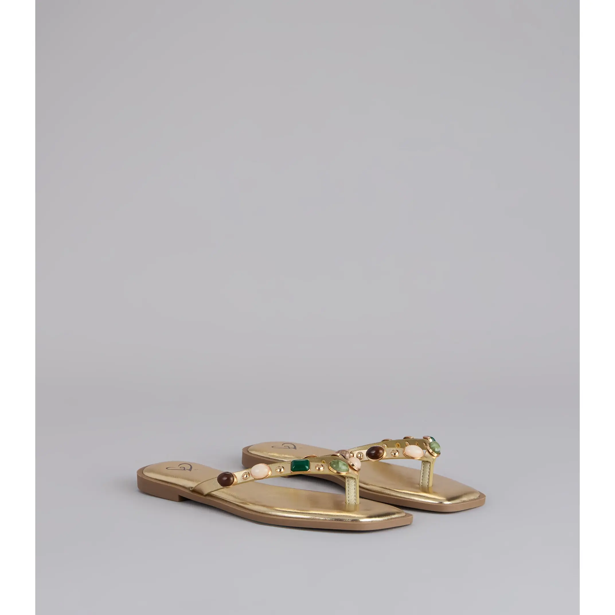 Sunlit Shine Stone Thong Sandals