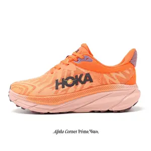 Orange & Peach Trail Running Shoes – Breathable Mesh Outdoor Sneakers with Thick Cushioned Sole for Men & Women, Lightweight Shock-Absorbing Hiking Trainers for Mountain, Road & Daily Wear