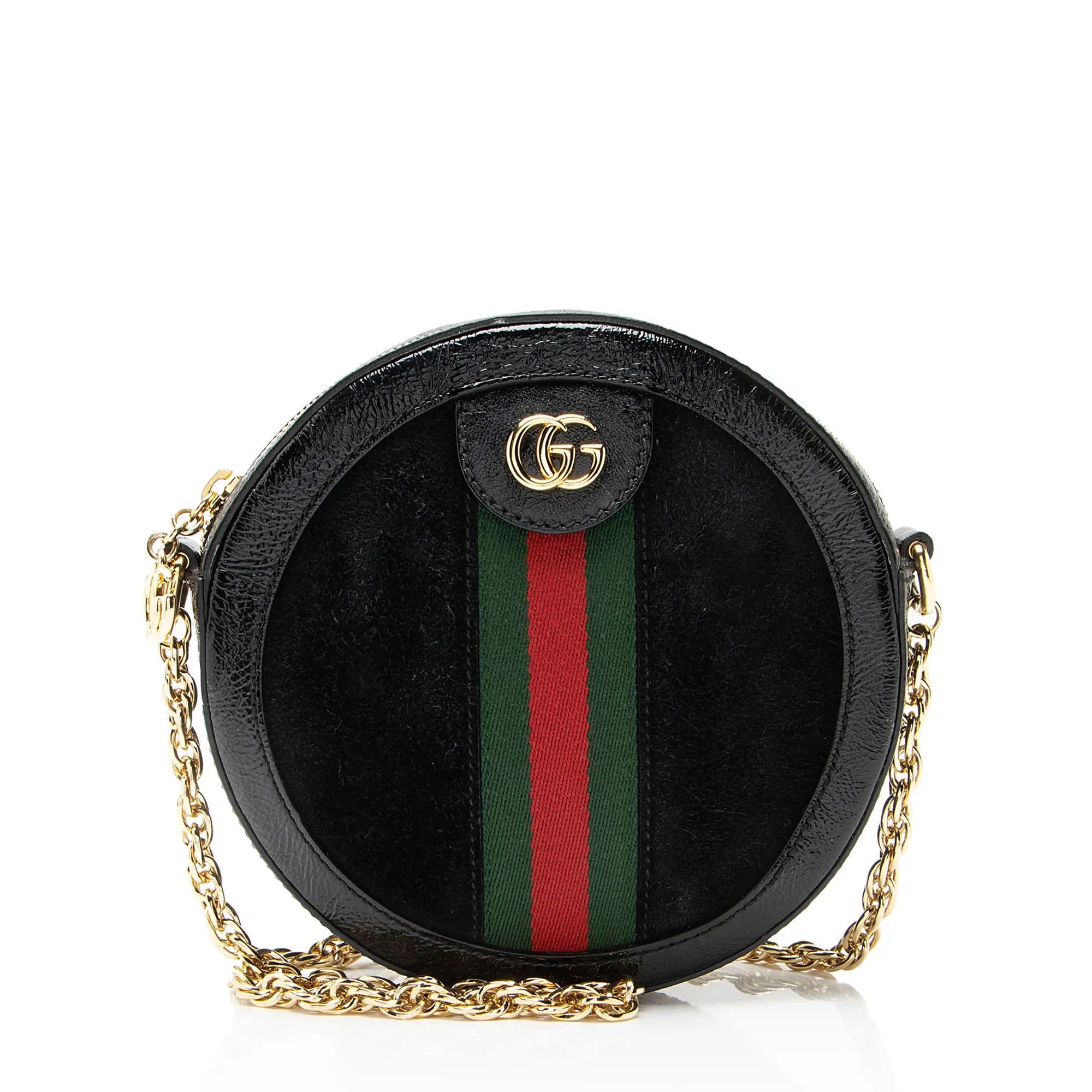 Pre-owned GUCCI Leather Crossbody bags Suede Ophidia Round Mini Shoulder Bag
