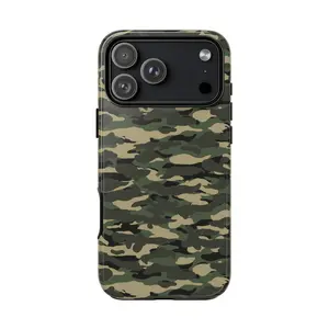 Green Camouflage Hunting Phone Case for iPhone 17 16 15 14 13 12 Pro Max / Plus / Pro – Camo Outdoor Unisex, Heavy-Duty Protection, Perfect Gift for Hunters
