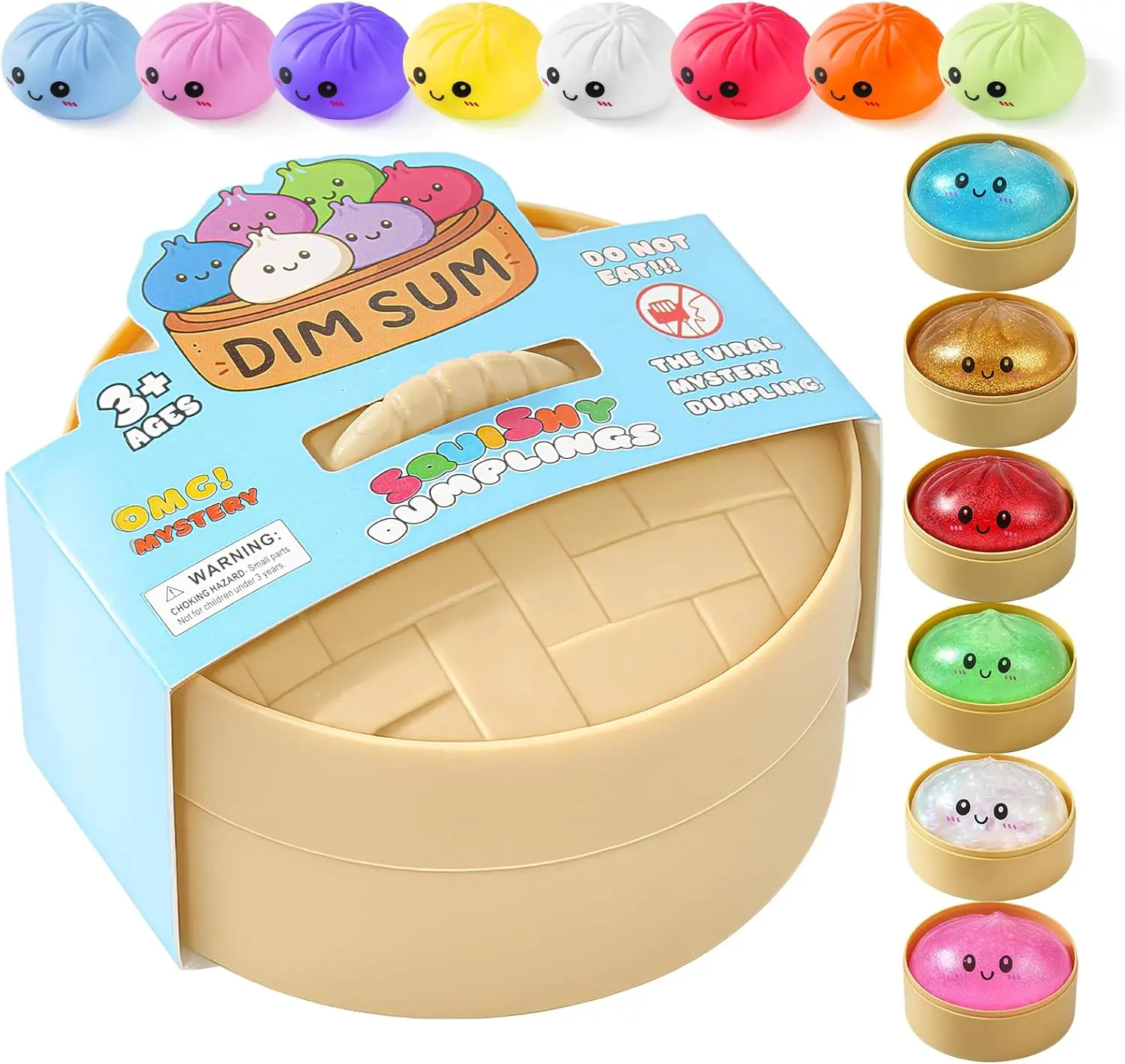 Colorful Glitter Dumpling Squishy, Soft Sensory Stress Relief Fidget Toy for Teens & Adults, Cute Gift