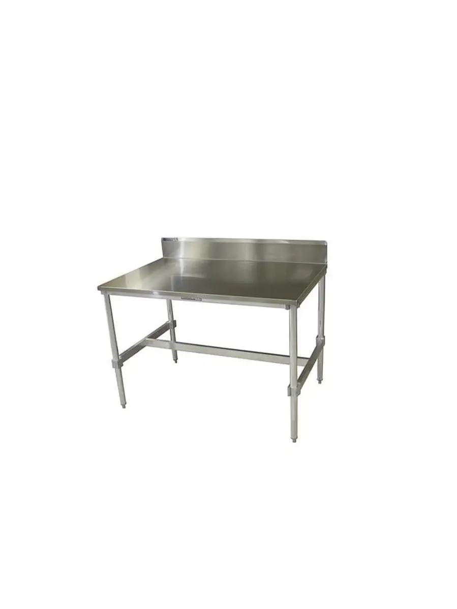Commercial Restaurant Stainless-Top Aluminum I-Frame Table with Backsplash, I-Frame Base, Rectangular Single Unit, Standard Specs, 34-35.5x30x36 in.
