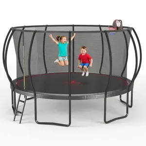 12FT 14FT 16FT Outoor Trampoline with Basketball Hoop & Enclosure Net ,ASTM Approval Recreational Trampolines for Kids and Adults