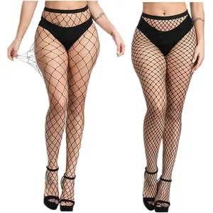 Plus Size Womens Sexy Lace Patterned Tights Fishnet Floral Stockings High Waist Pantyhose for Girls Ladies 4 Pairs