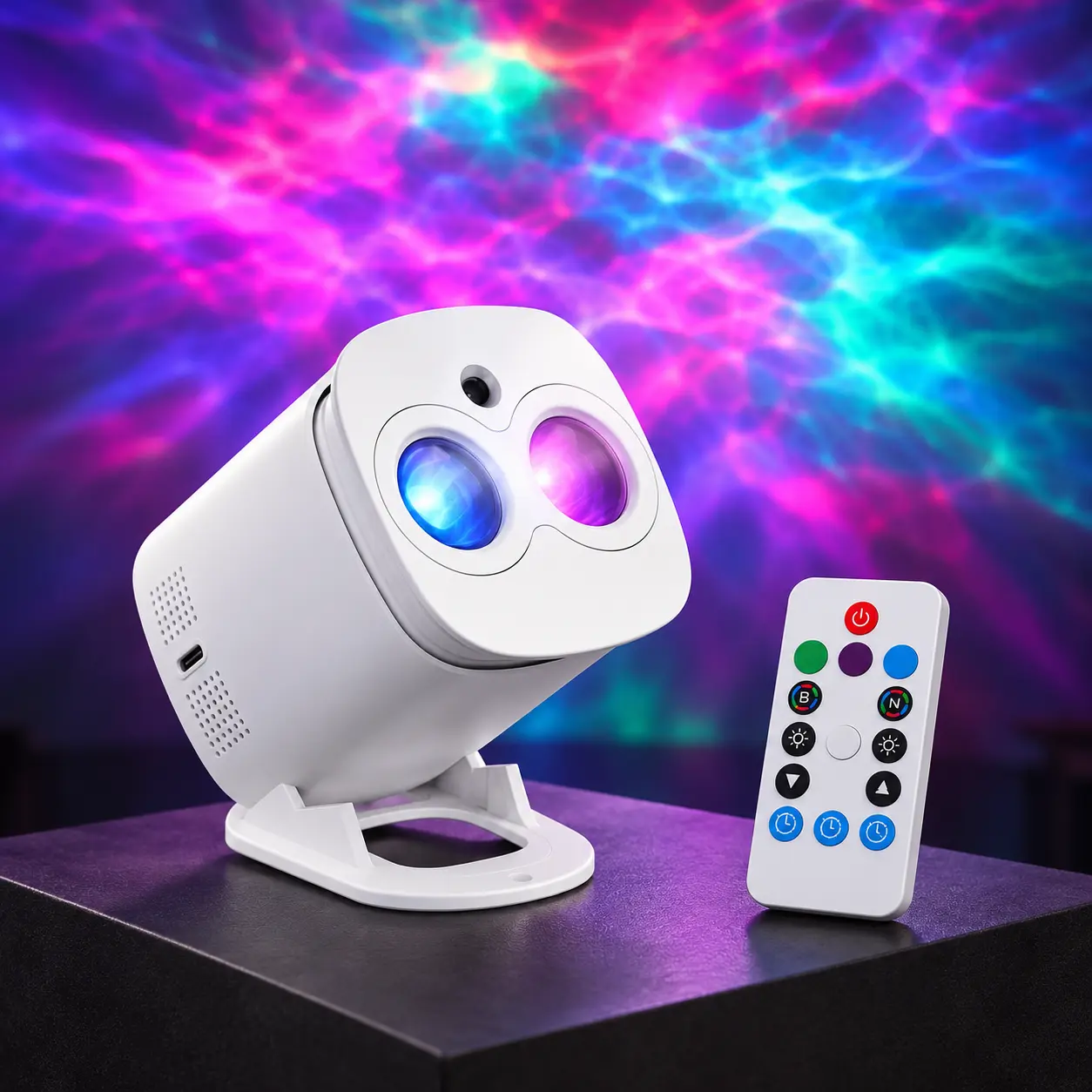 2-in-1 Sunset Lamp & Starry Sky Projector, USB Powered LED Projection Light with Remote Control, Portable Desktop Mood Lamp for Bedroom, Living Room, Aesthetic Room Decor & Photo Background Lighting