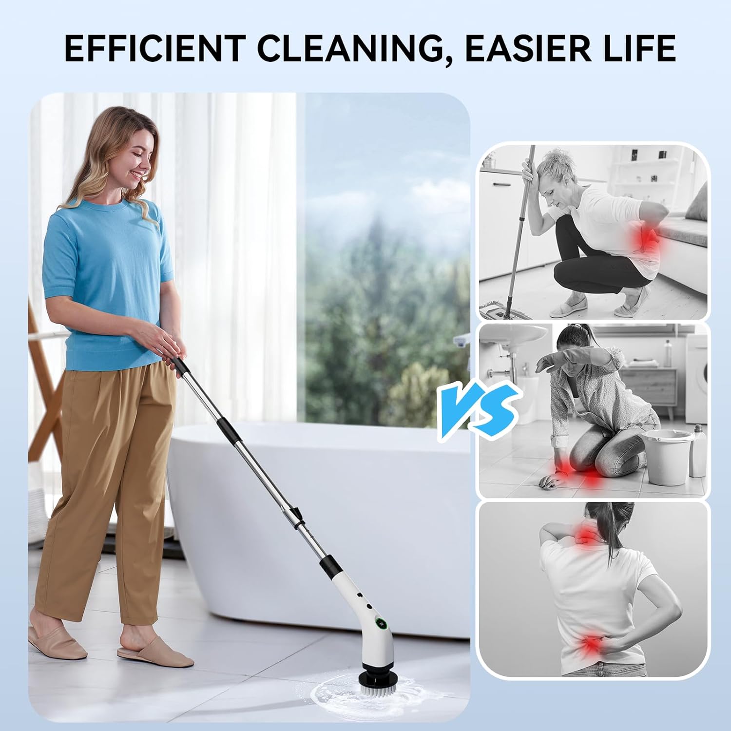 Electric Bathroom Cleaning Brush Cordless Spin Scrubber Full Body Waterproof IPX7 with Adjustable Handle 8 Replaceable Brush Heads for Bathtub Kitchen Window Home SD CTB01 Electric Bathroom Cleaning Brush Cordless Spin Scrubber Full Body Waterproof IPX7 with Adjustable Handle 8 Replaceable Brush Heads for Bathtub Kitchen Window Home SD CTB01