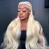 Hot Star 613 Blonde and Neon Red 180 Density Straight and Body Wave HD Transparent 13x6 Lace Front Human Hair Wigs for Women Glueless Brazilian hair Lace Frontal PrePlucked Wig