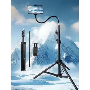 Tall Heavy Duty Phone Stand for Recording, Tablet Stand Holder with 15" Adjustable Gooseneck, Overhead Selfie Tripod for iPhone/iPad/Android for Recording/Live Streaming/Watching/Cooking