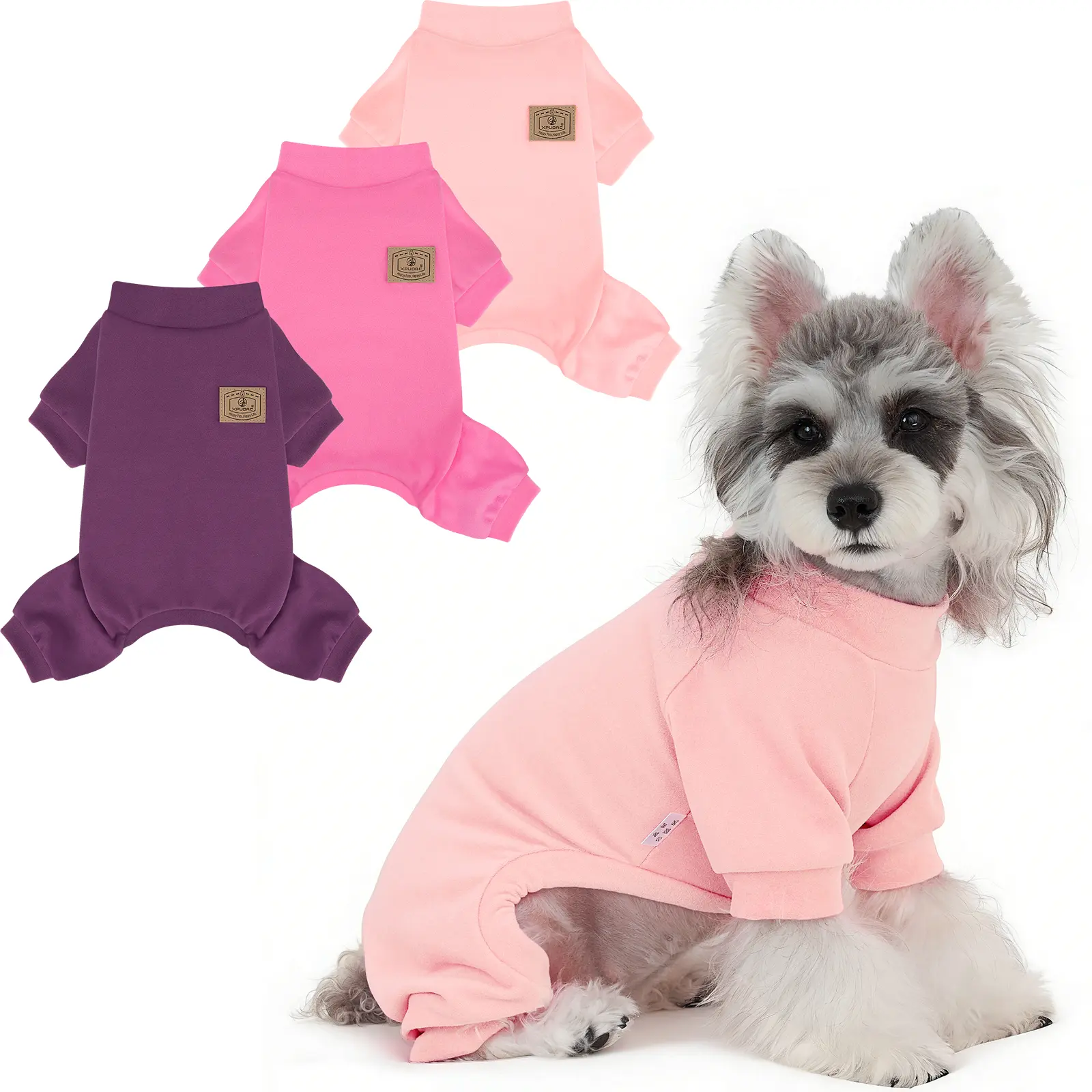 XPUDAC 3 Pack Fleece Dog Pajamas Warm Winter Dog Clothes for Small Medium Dogs Girl Cozy Puppy Pjs Pet Outfit Doggie Onesie Costume sohochic